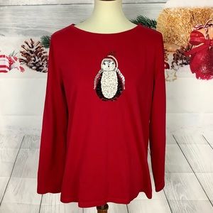 Talbots Penguin Christmas Shirt